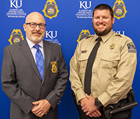 Darin Beck, Spencer Putman at the Kansas Law Enforcement Training Center graduation ceremony in July 2022.