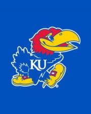 Jayhawk on blue background 